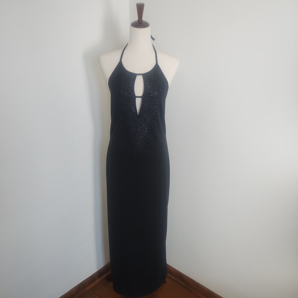 Rocket Candy Maxi Dress Large Black Glam 90s Y2K Formal Event